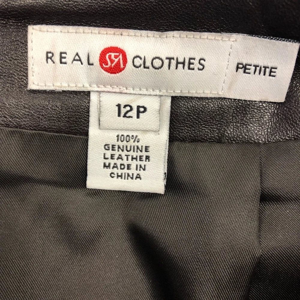 Saks SFA Chocolate Brown Petites Leather Skirt Sz.‎ 12P